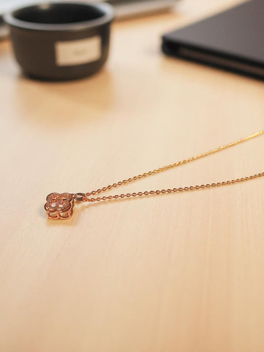 Blush Bloom Pendant – Stainless Steel | Anti-Tarnish Rose Gold Necklace